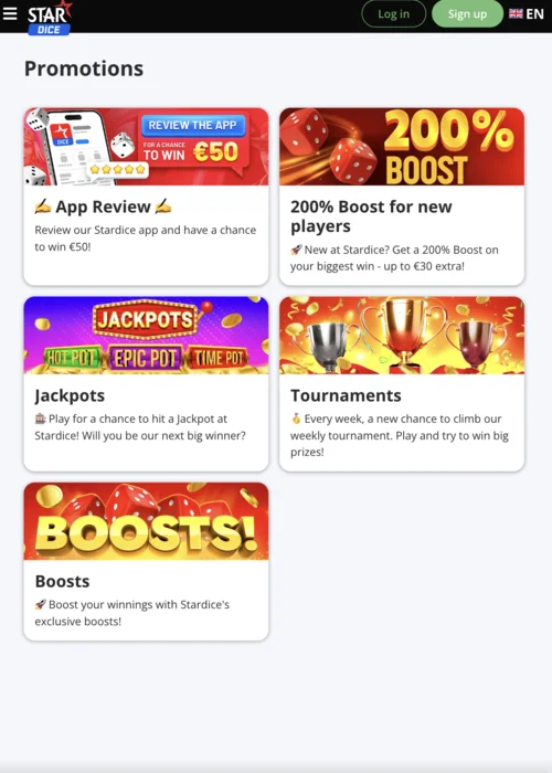 StarDice Casino : méga bonus jusqu'à 5000 € + 1000 tours gratuits + cashback