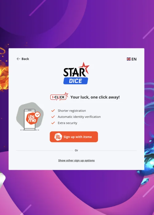 Inscription instantanée StarDice Casino avec vérification IA et accès direct